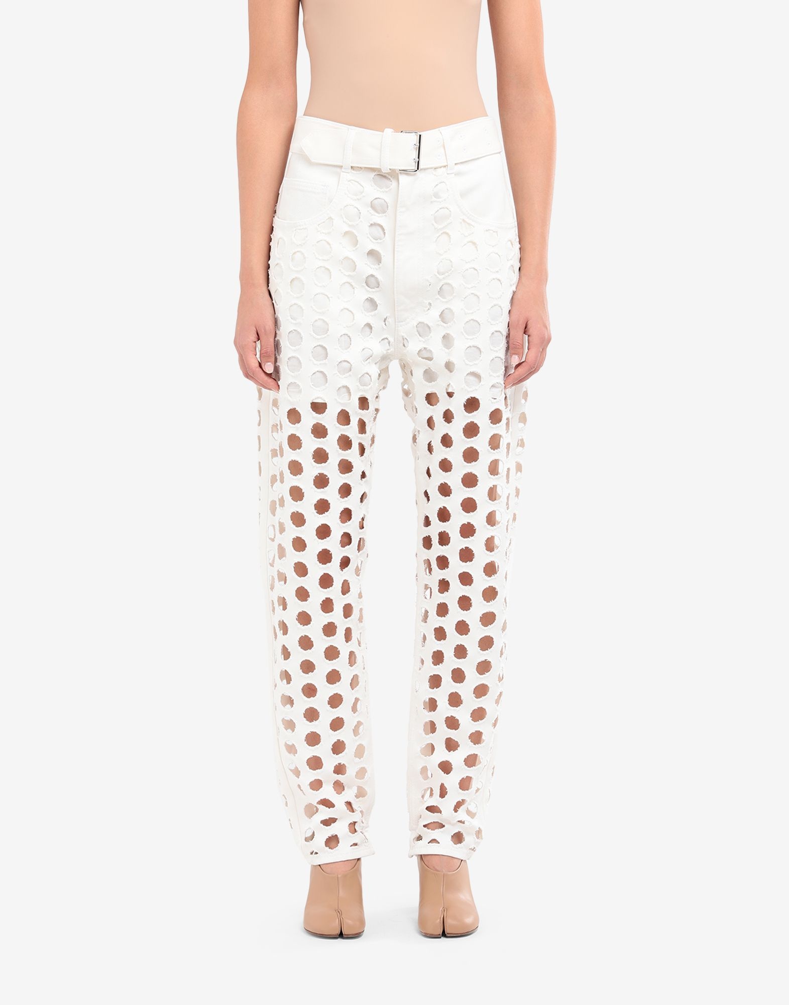 All-over punched hole jeans - 5