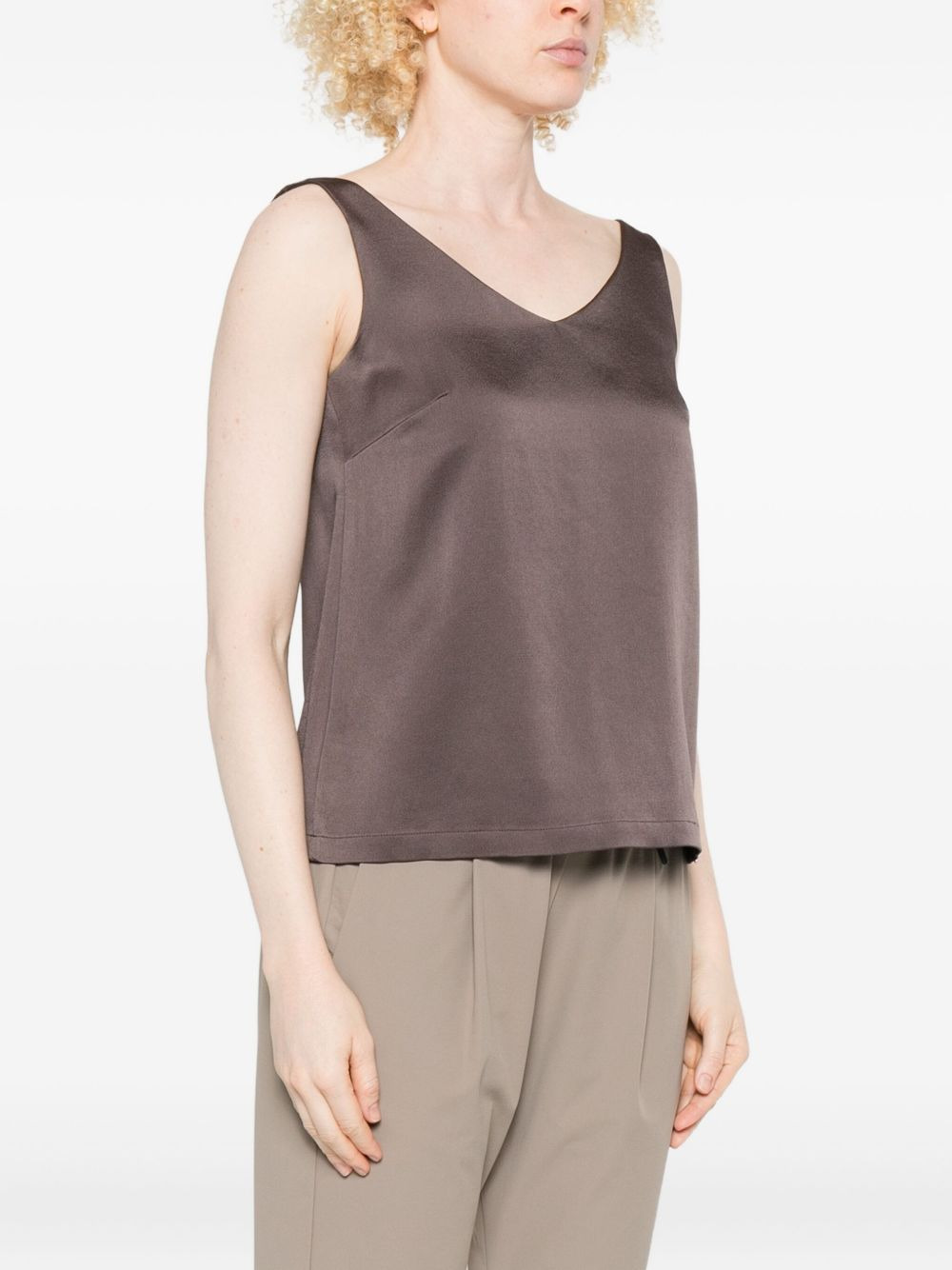 V-neck silk top - 3