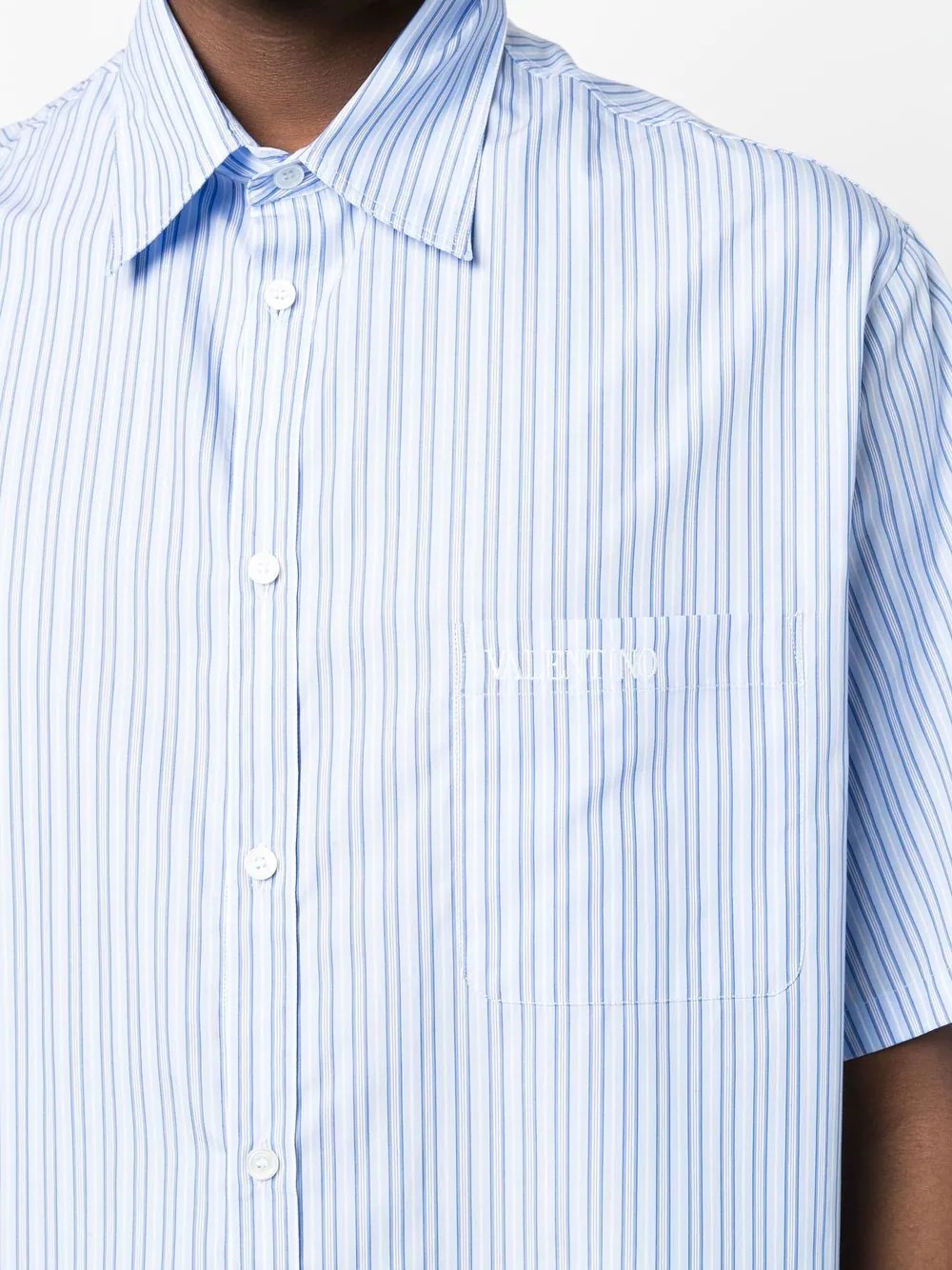 short-sleeve pinstripe cotton shirt - 5