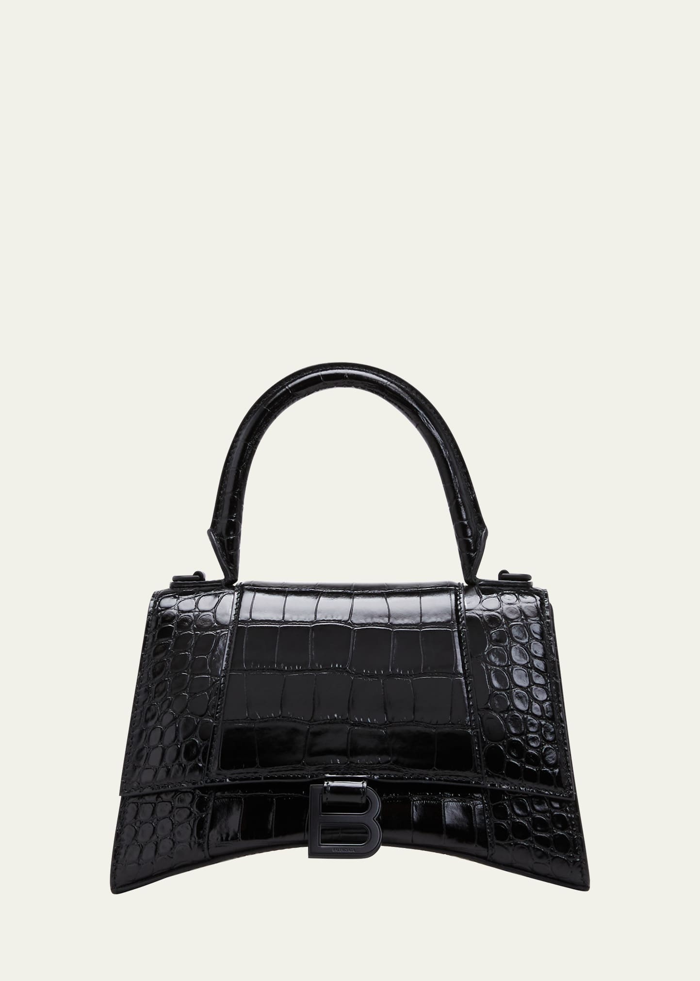Hourglass Small Crocodile-Embossed Top-Handle Bag - 1