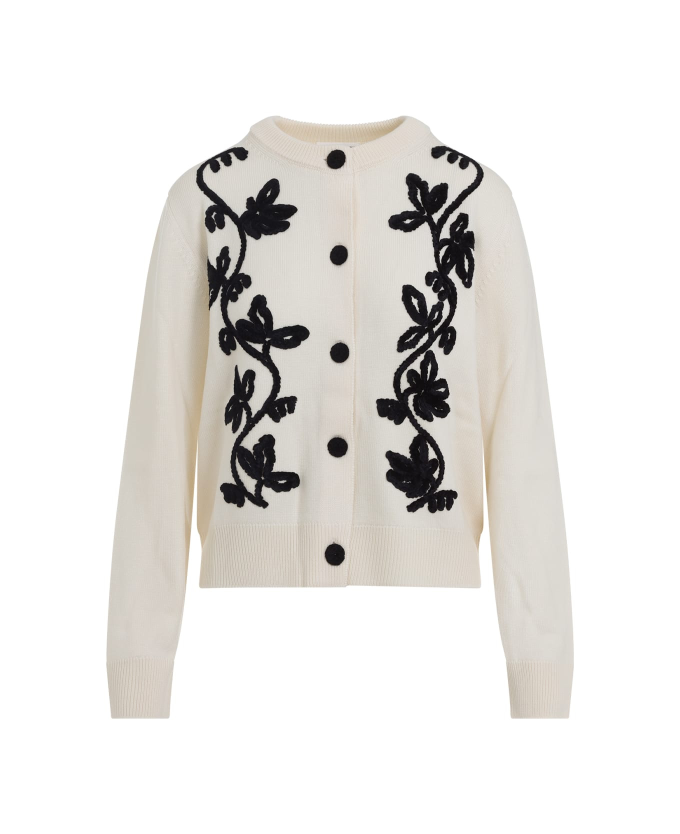 Cn Long Sleeves Cardigan With Velvet Embroidery - 2