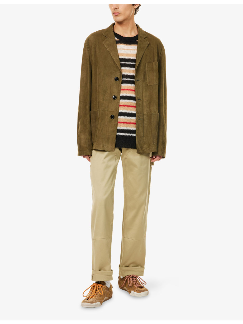 Notched-Collar Patch-Pocket Suede Blazer - 2