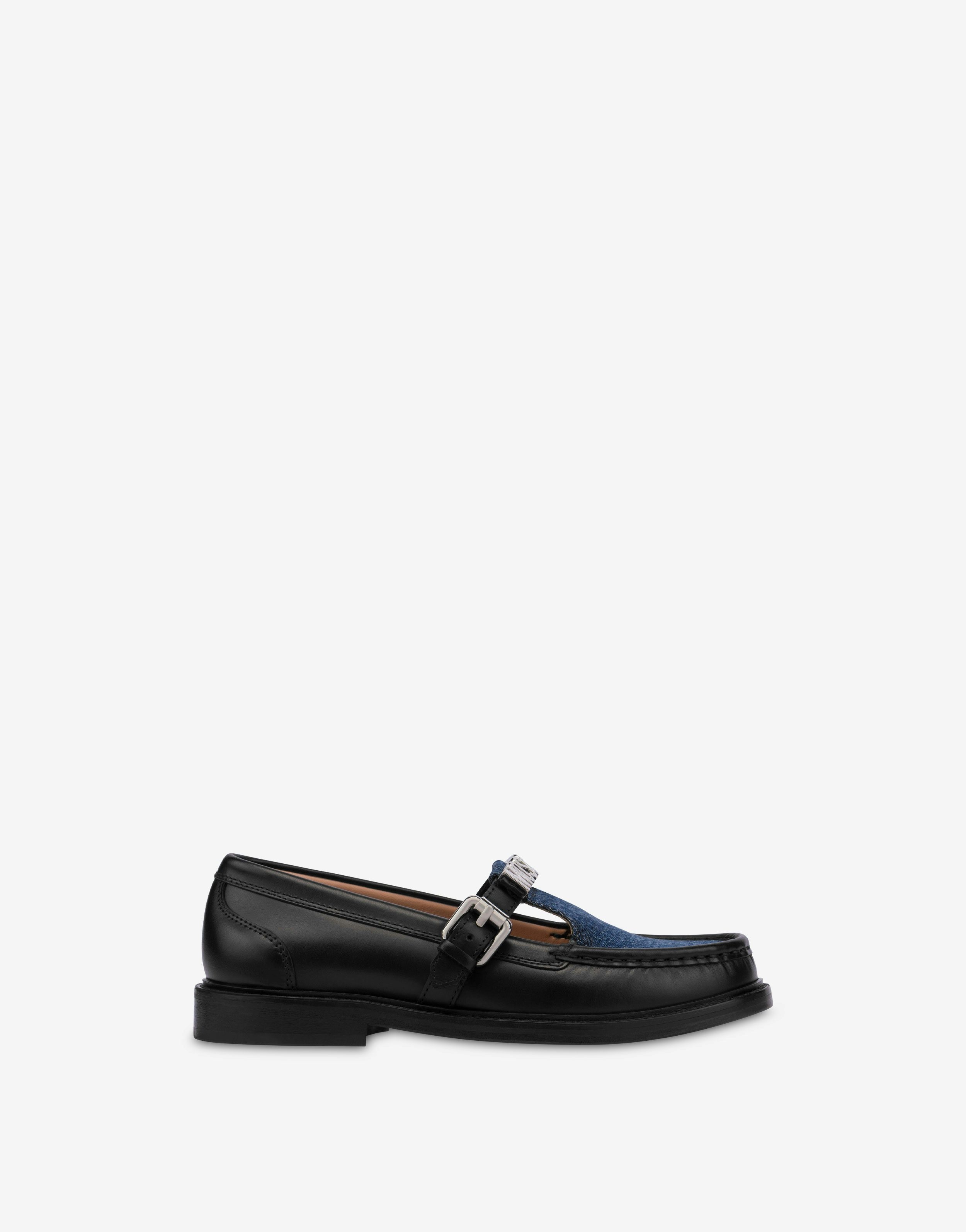 COLLEGE CALFSKIN AND DENIM LOAFERS - 2
