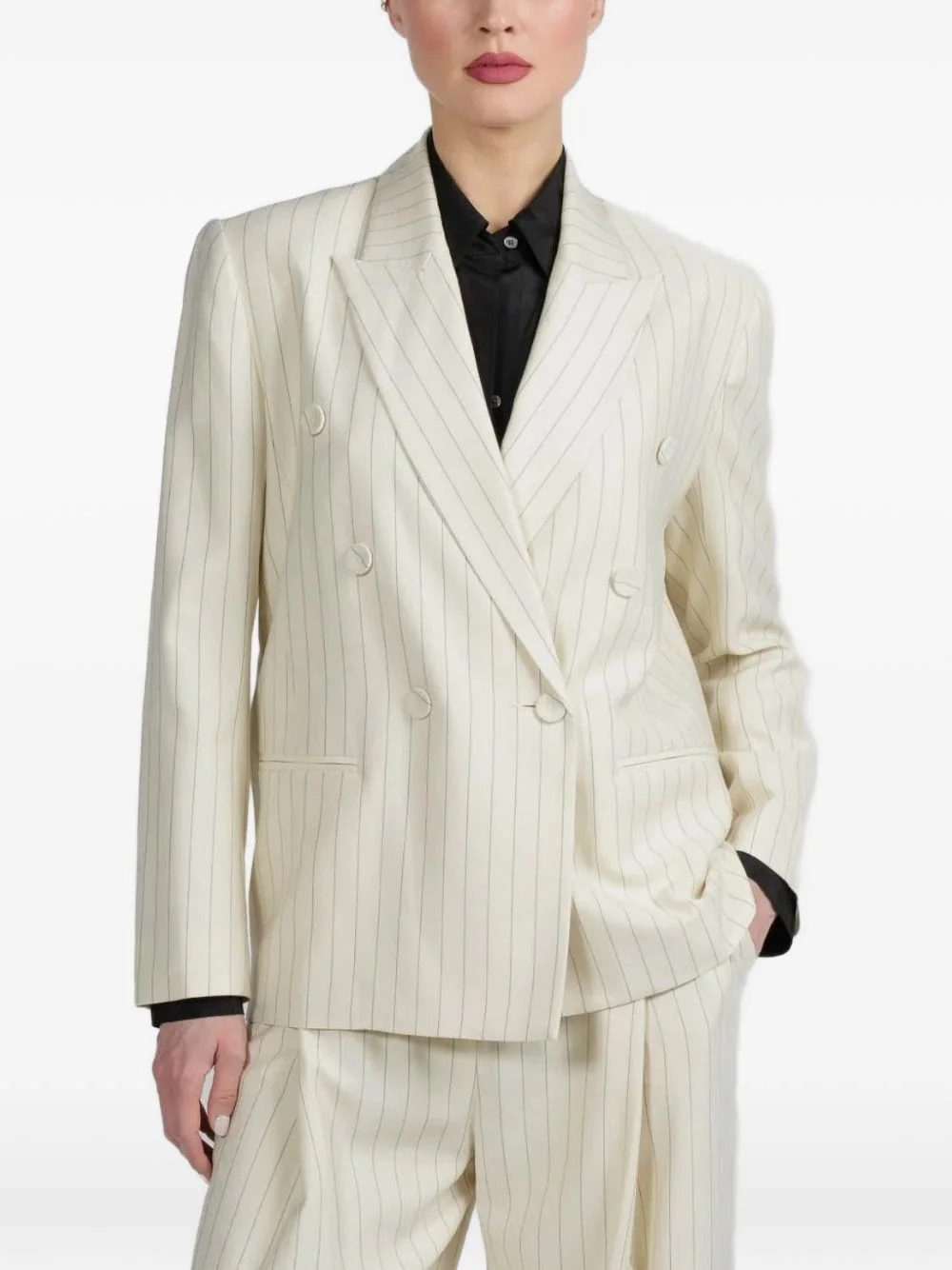 pinstriped double-breasted blazer - 1