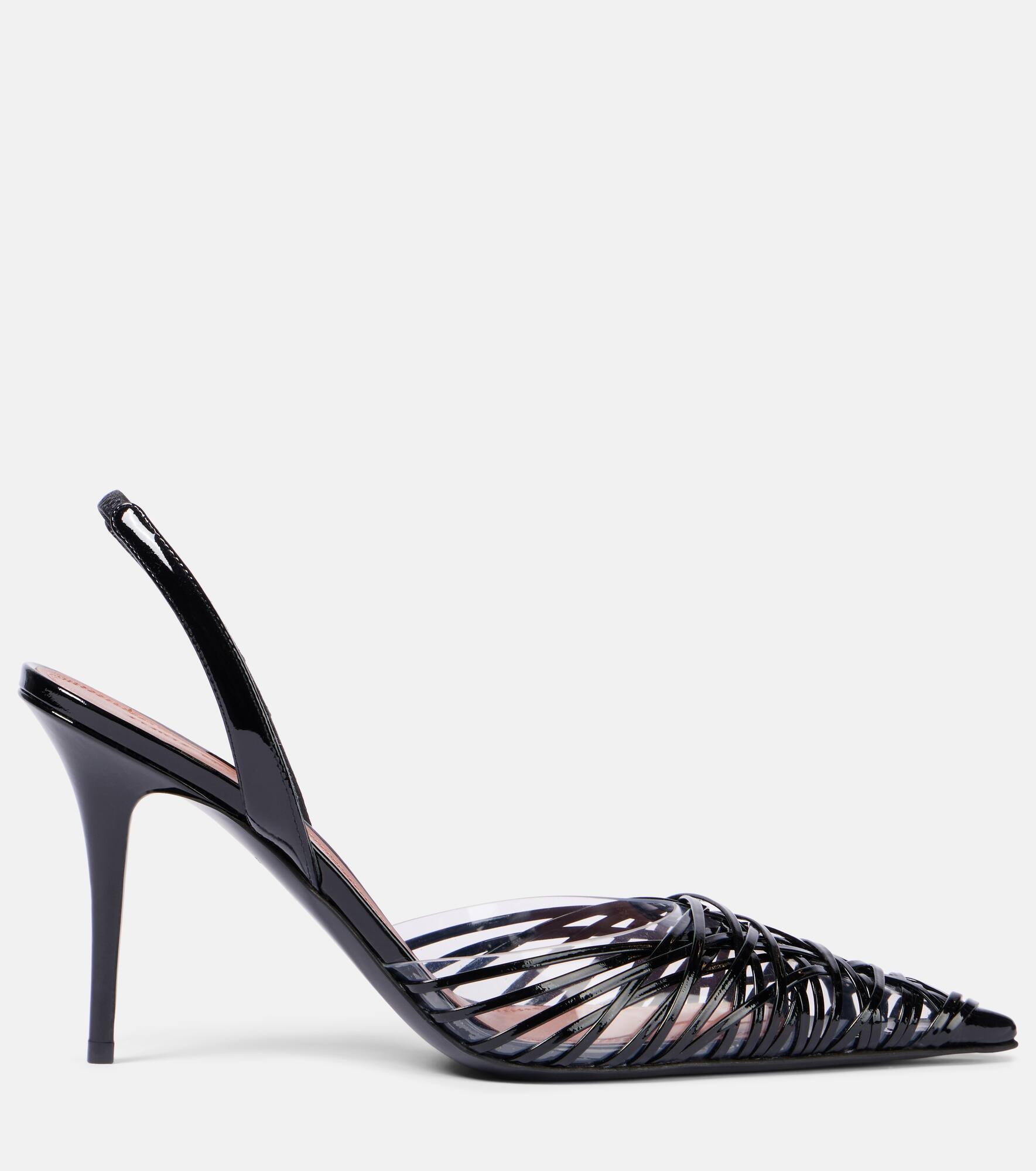 Lori 90 patent leather and PVC slingback pumps - 4