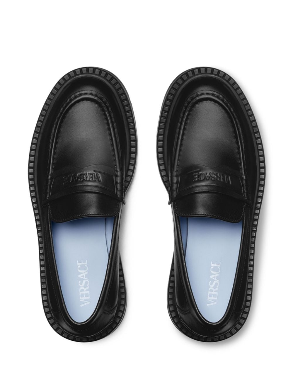 logo-embossed leather loafers - 4