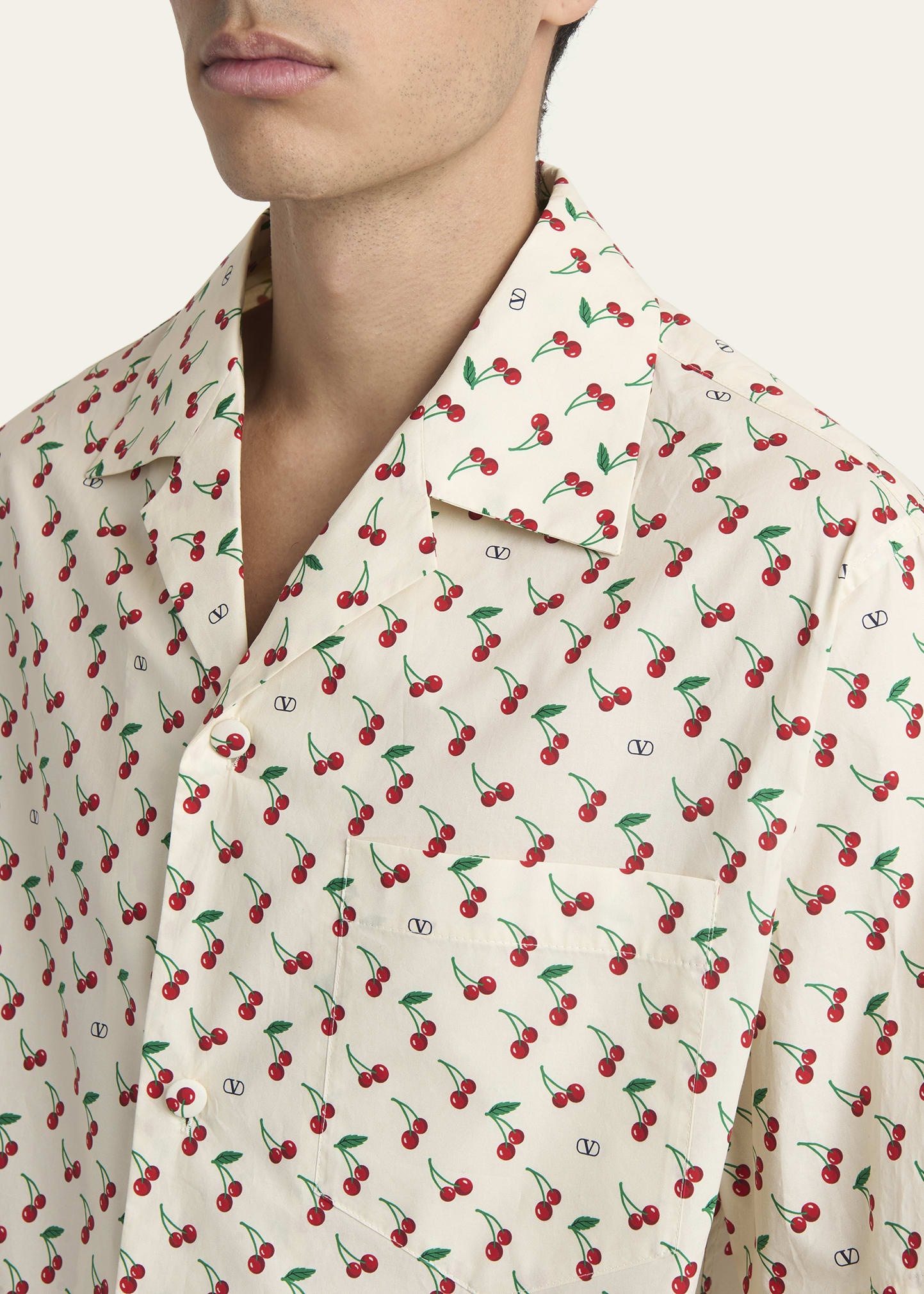 Men's Cotton Cherry VLogo Bowling Shirt - 5