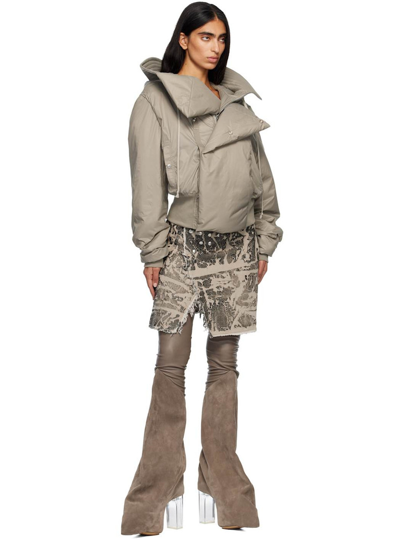 Rick Owens DRKSHDW Taupe Concordians Cropped Alice Bomber Jacket outlook