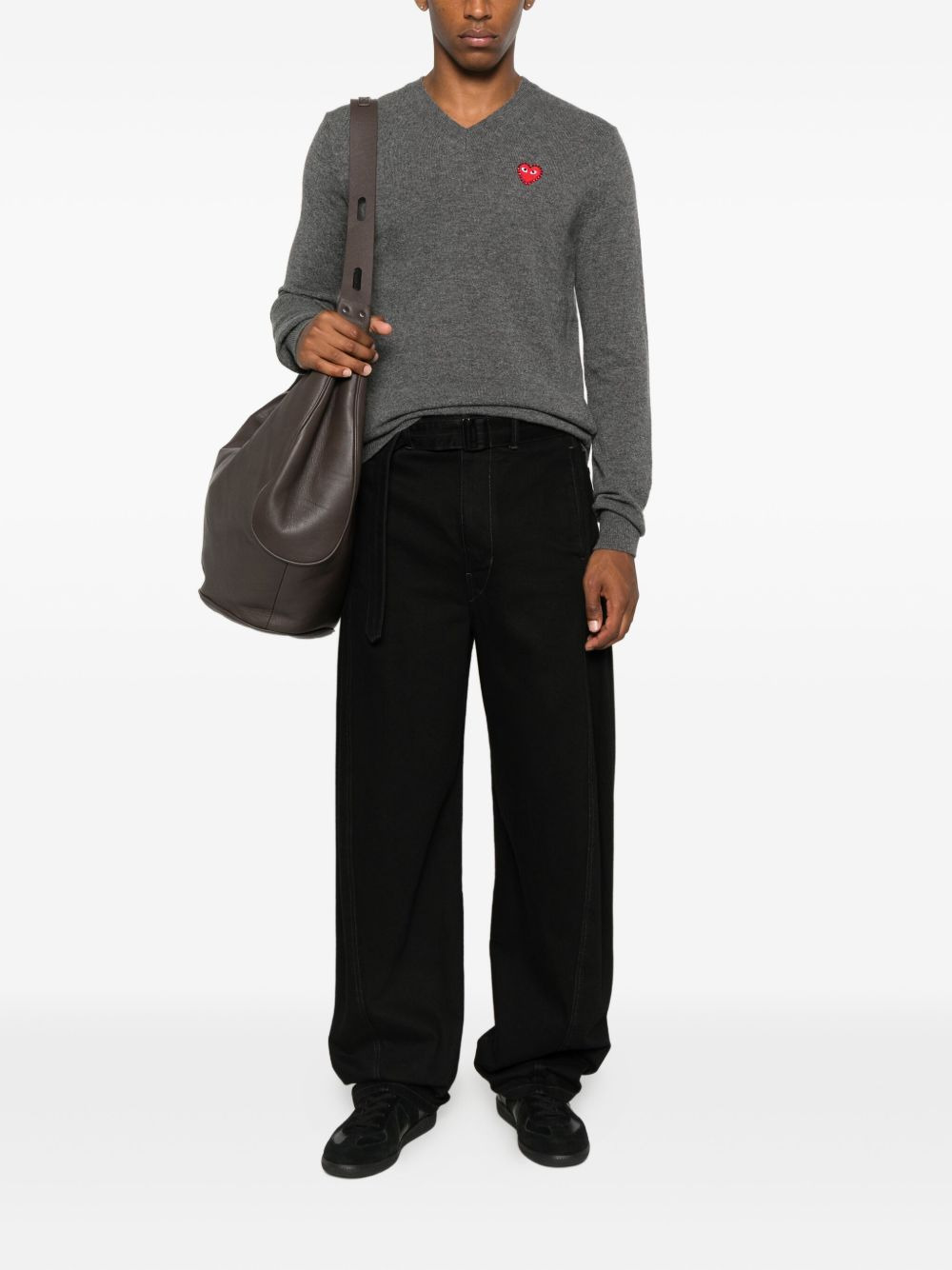 heart-emblem v-neck sweater - 3