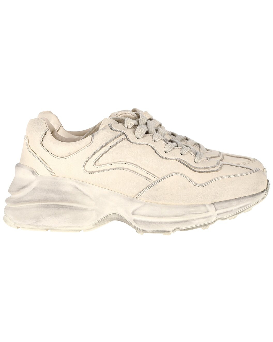 Gucci Women's Leather Distressed Rhyton Sneaker (Authentic Pre-Loved) - 1