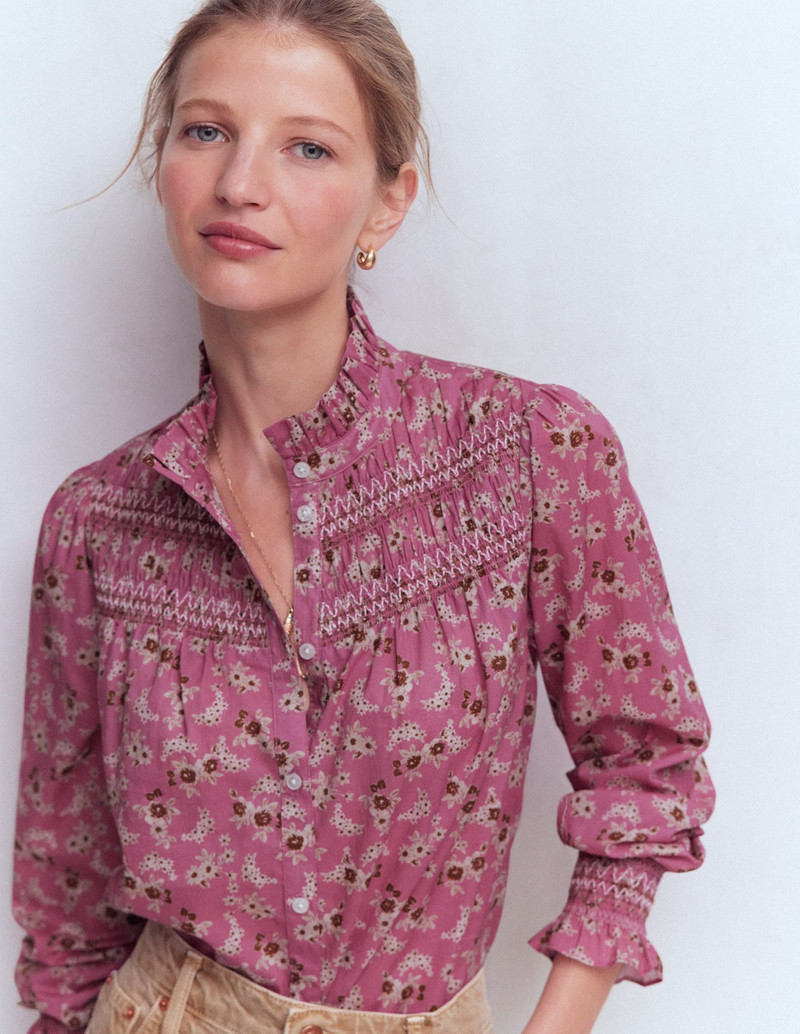 Esme Smocked Detail Frill Top-Orchid Purple, Dainty Blooms 5