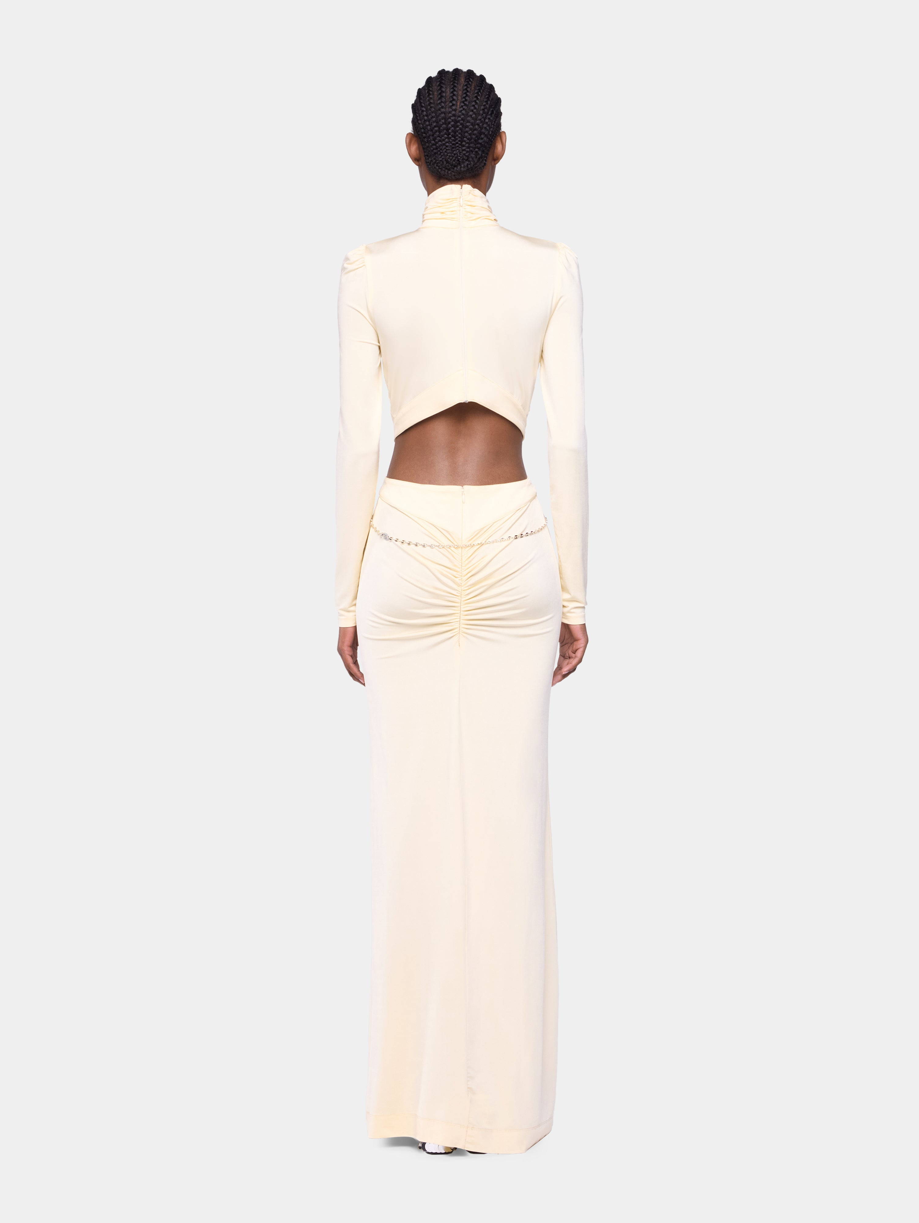 CREAM LONG DRESS IN JERSEY - 4