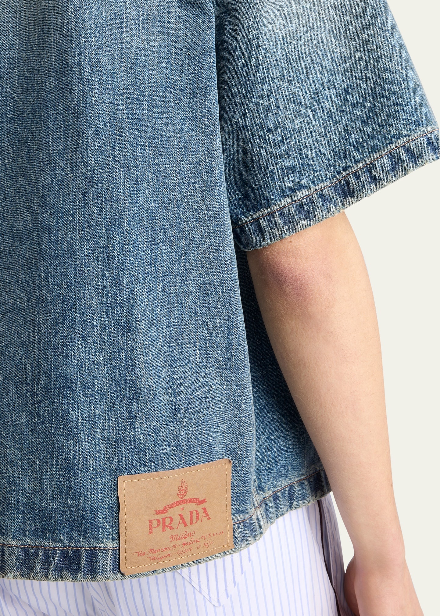 Men's Denim Boxy-Fit Bowling Shirt - 4