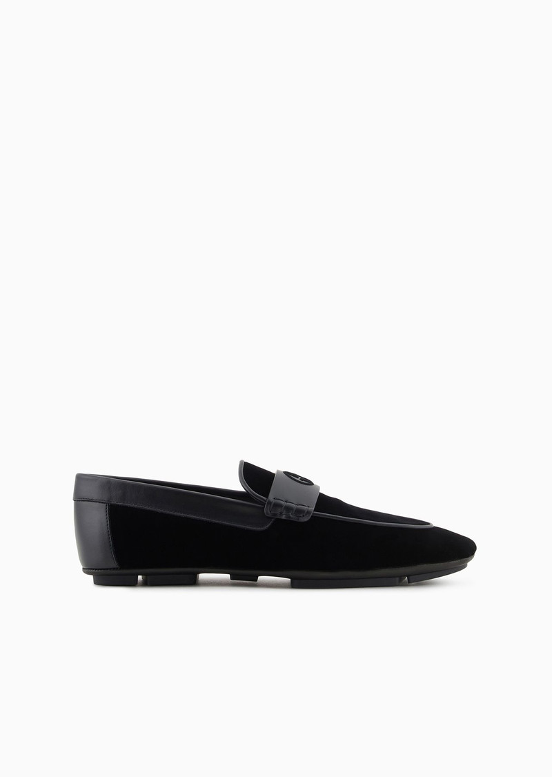 Velvet and leather loafers - 1