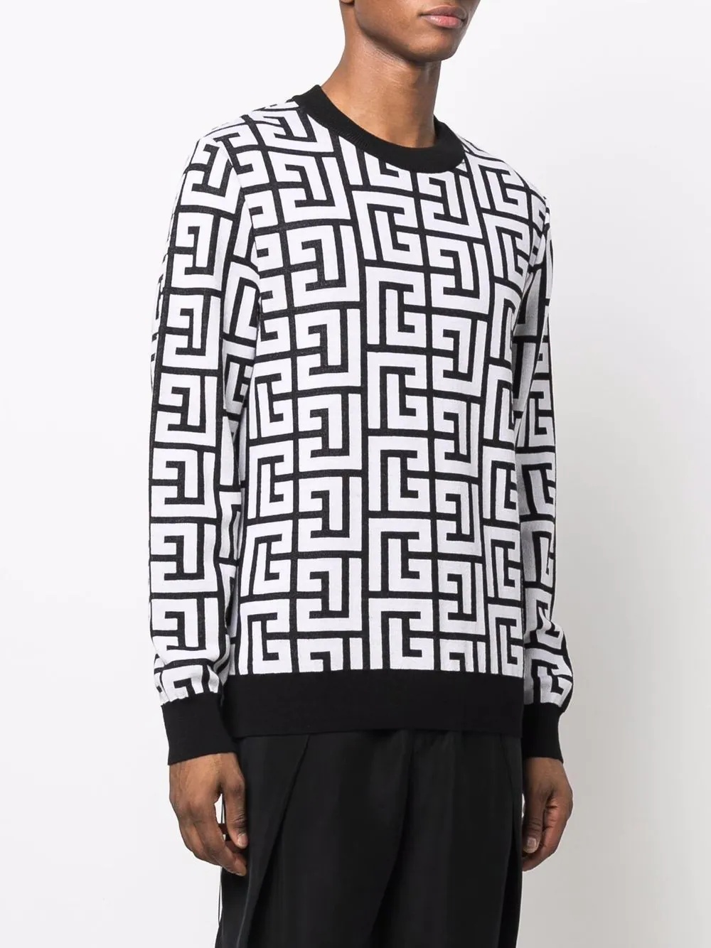 monogram pattern pullover - 3