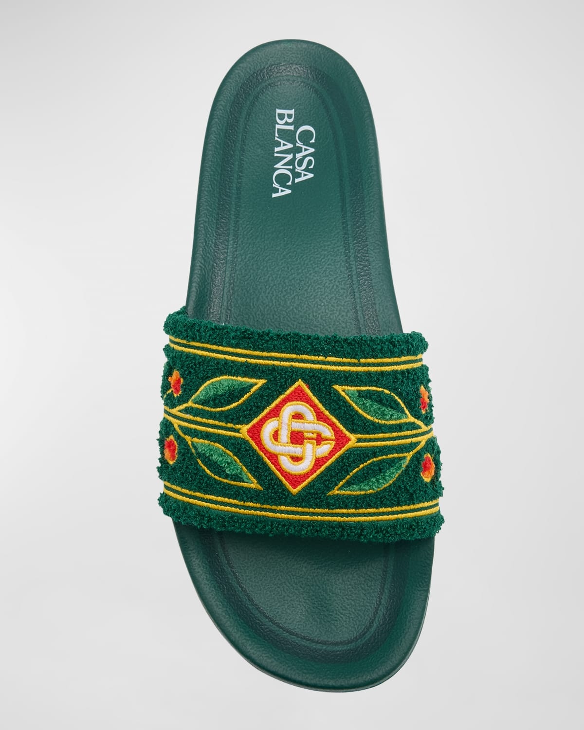 Men's Embroidered Cotton Slide Sandals - 5