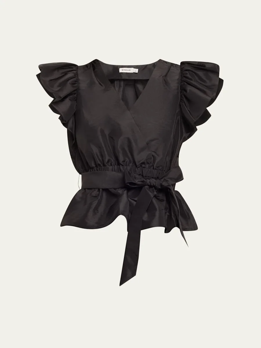 Adelaide Ruffle-Sleeve Wrap Top - 1