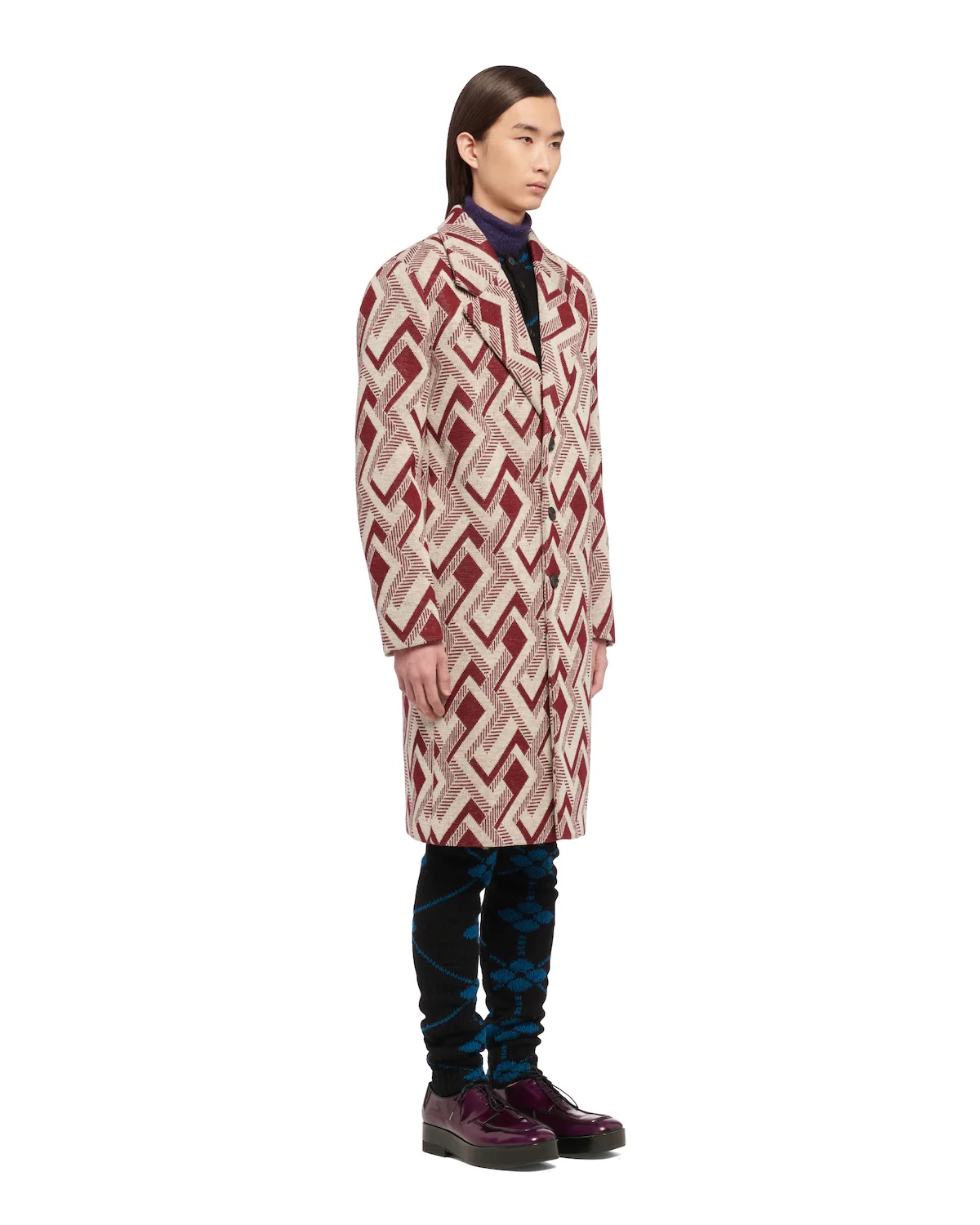 Jacquard wool coat - 3