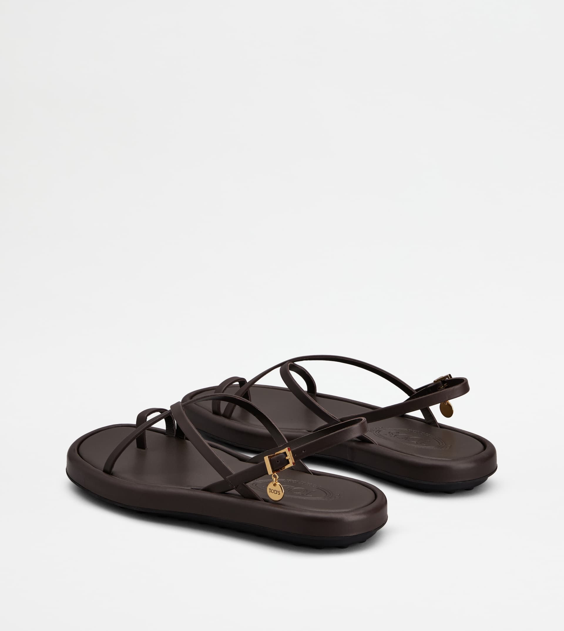 SANDALS IN LEATHER - BROWN - 3