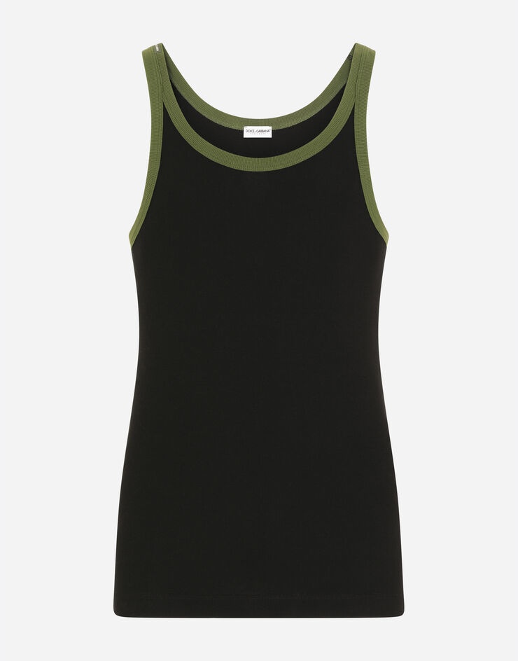 Fine-rib stretch cotton singlet - 1