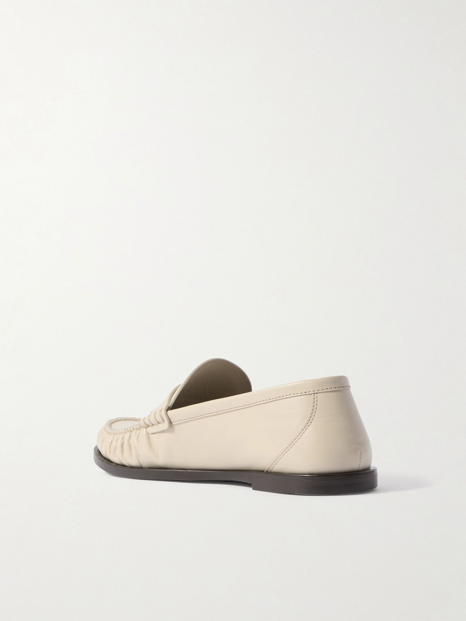 Laurent glossed-leather loafers Cream - 3