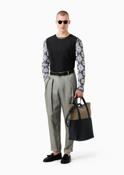 GIORGIO ARMANI Crew-neck jumper in a wool, cotton and viscose jacquard outlook