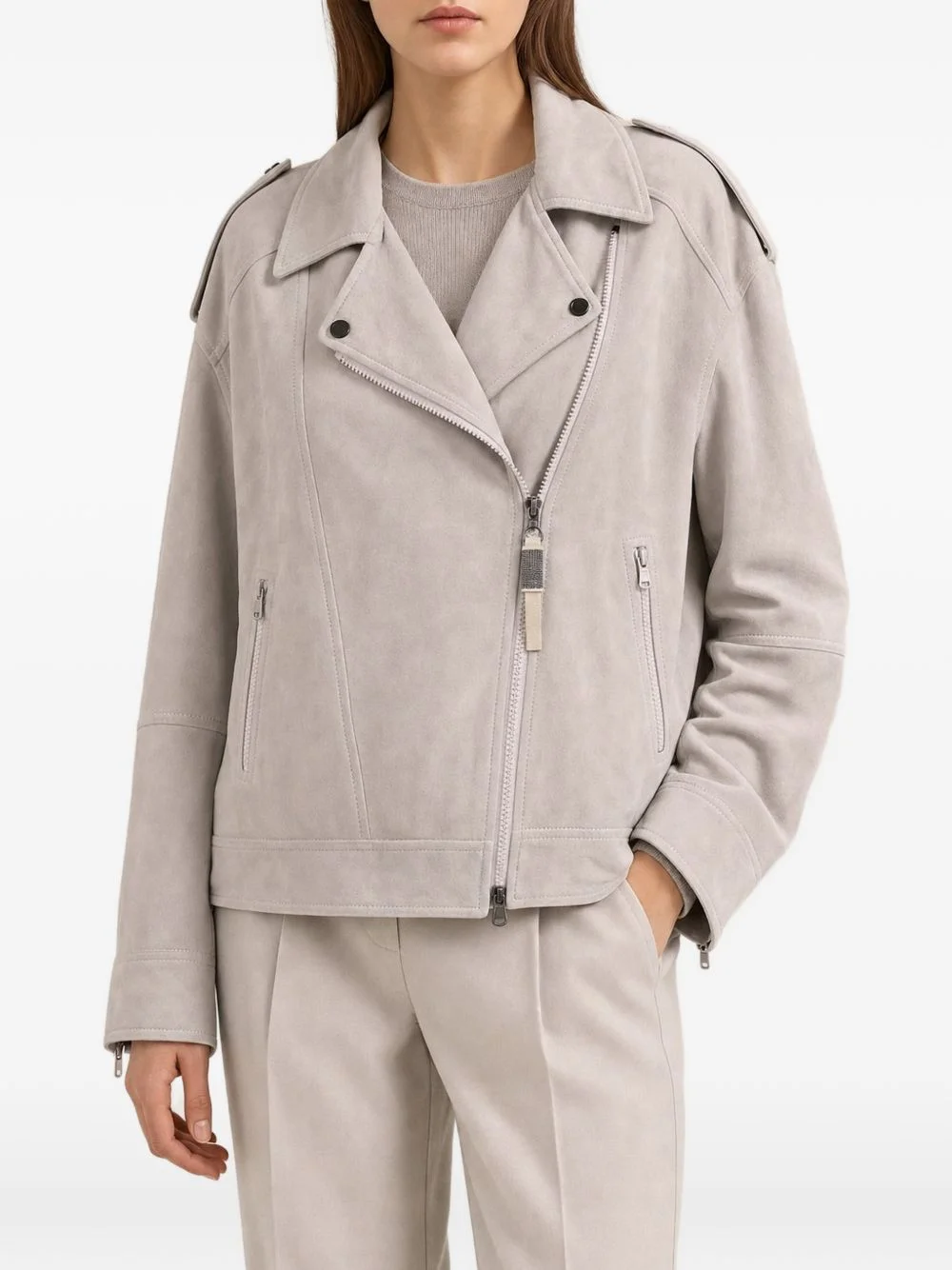 suede biker jacket - 1