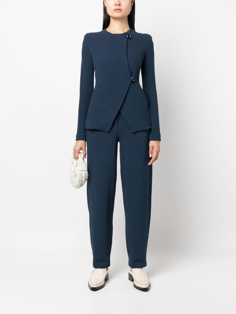 chevron-jacquard mid-rise trousers - 2