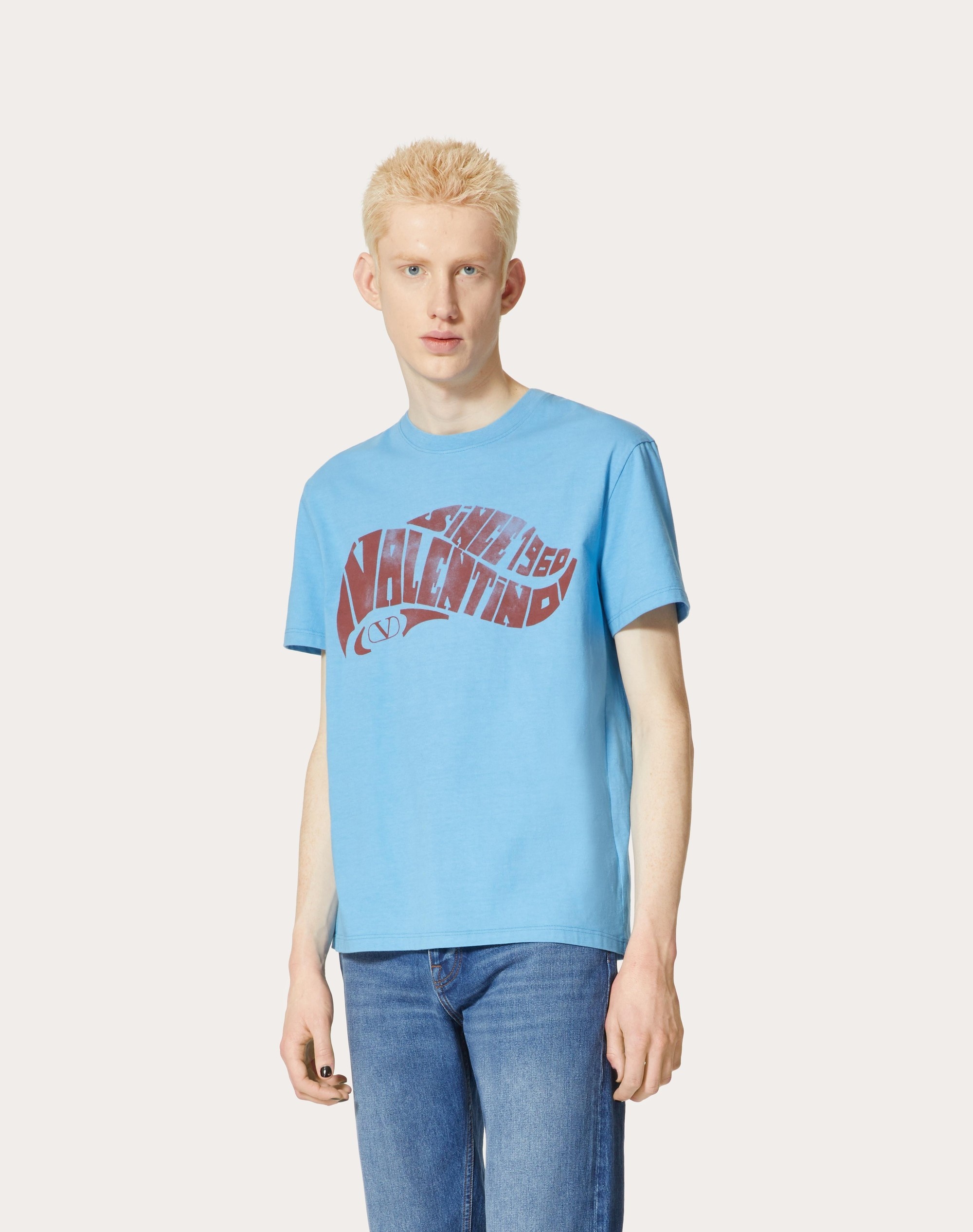 COTTON T-SHIRT WITH VALENTINO SURF PRINT - 3