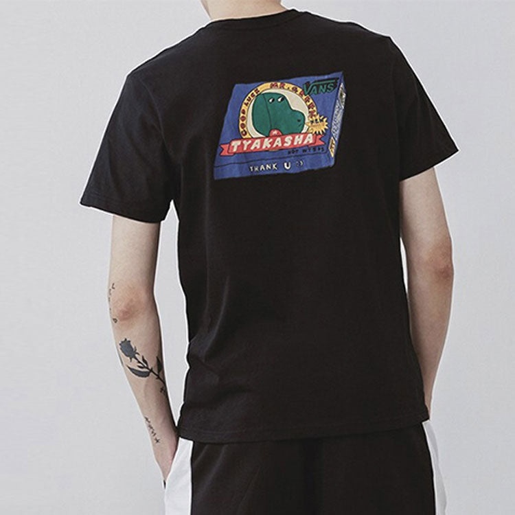 Men's Vans Asian Artist Series Logo Pattern Printing Short Sleeve Black VN0A4P5HBLK - 4