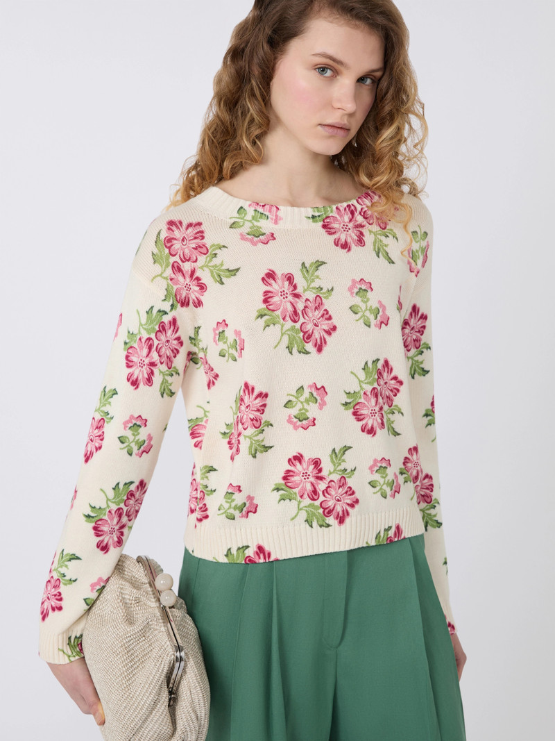 EDITTO Floral printed cotton jumper - ECRU 5