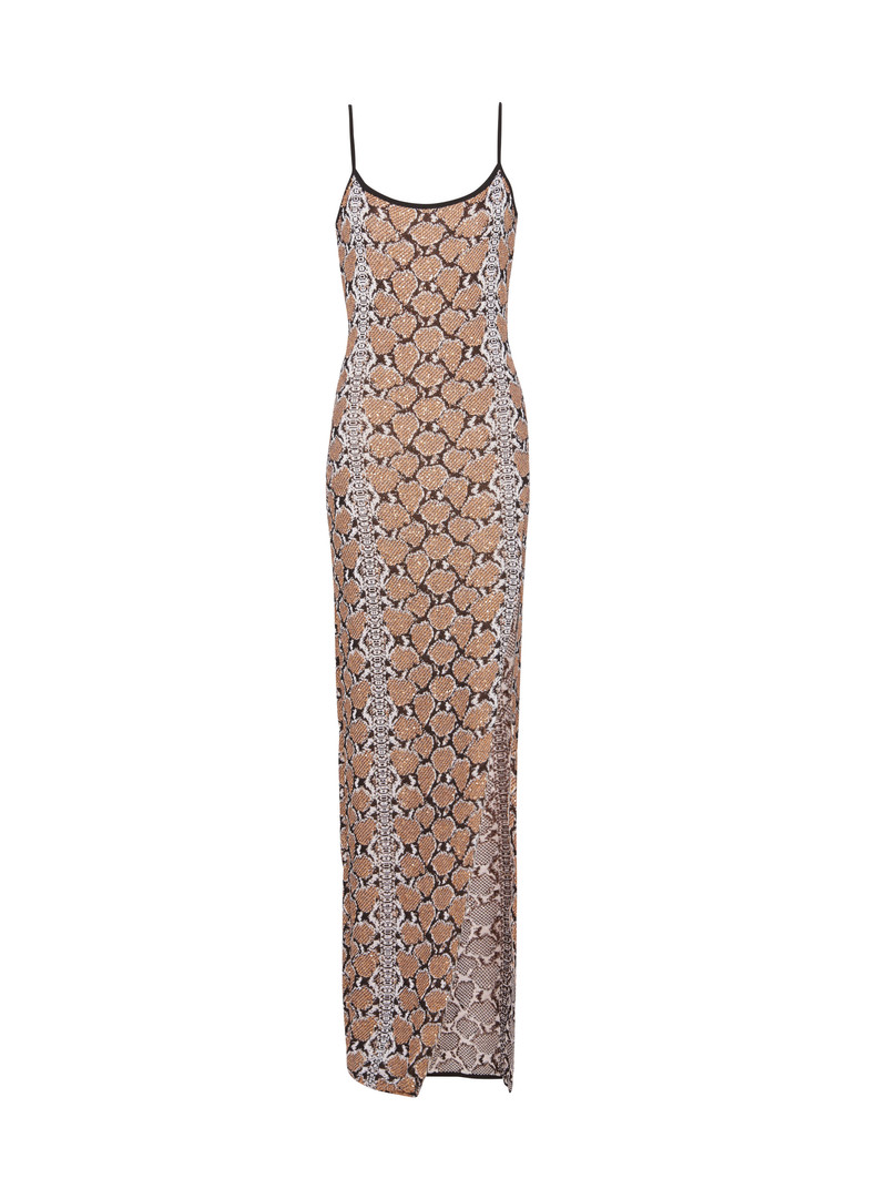 긴 strappy snakeskin 니트 드레스 - 1