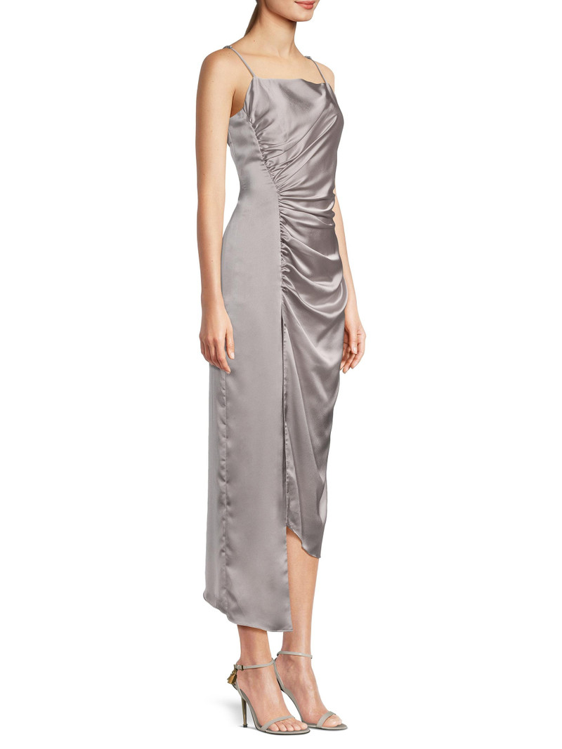 Women's Lilliana Satin Draped Slip Dress - Silver 4