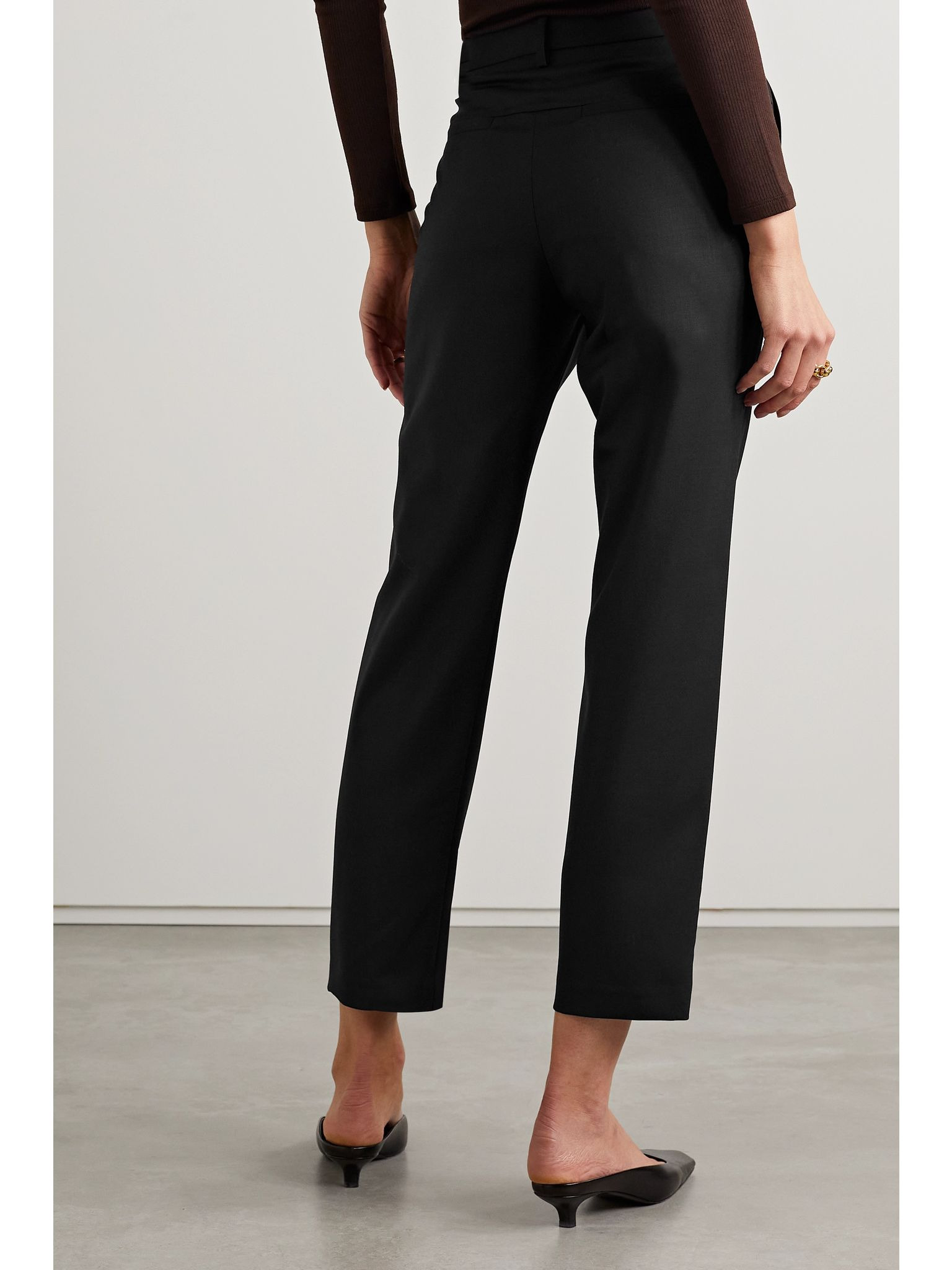 Tel Aviv wool-blend twill straight-leg pants Black - 3