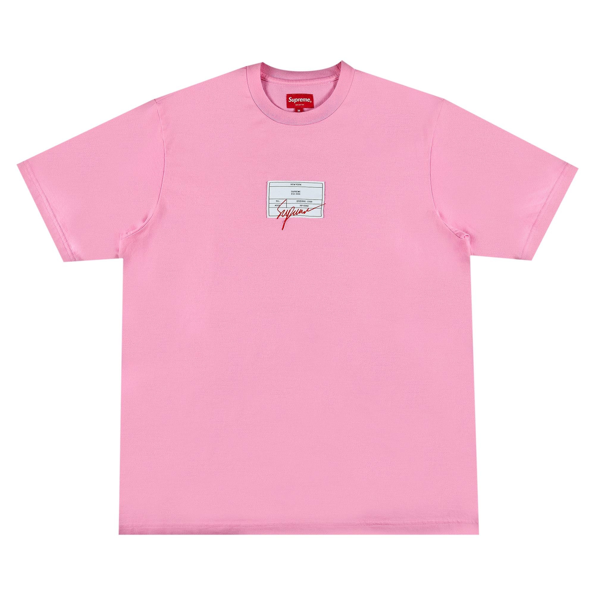 Supreme Signature Label Short-Sleeve Top 'Pink' - 1