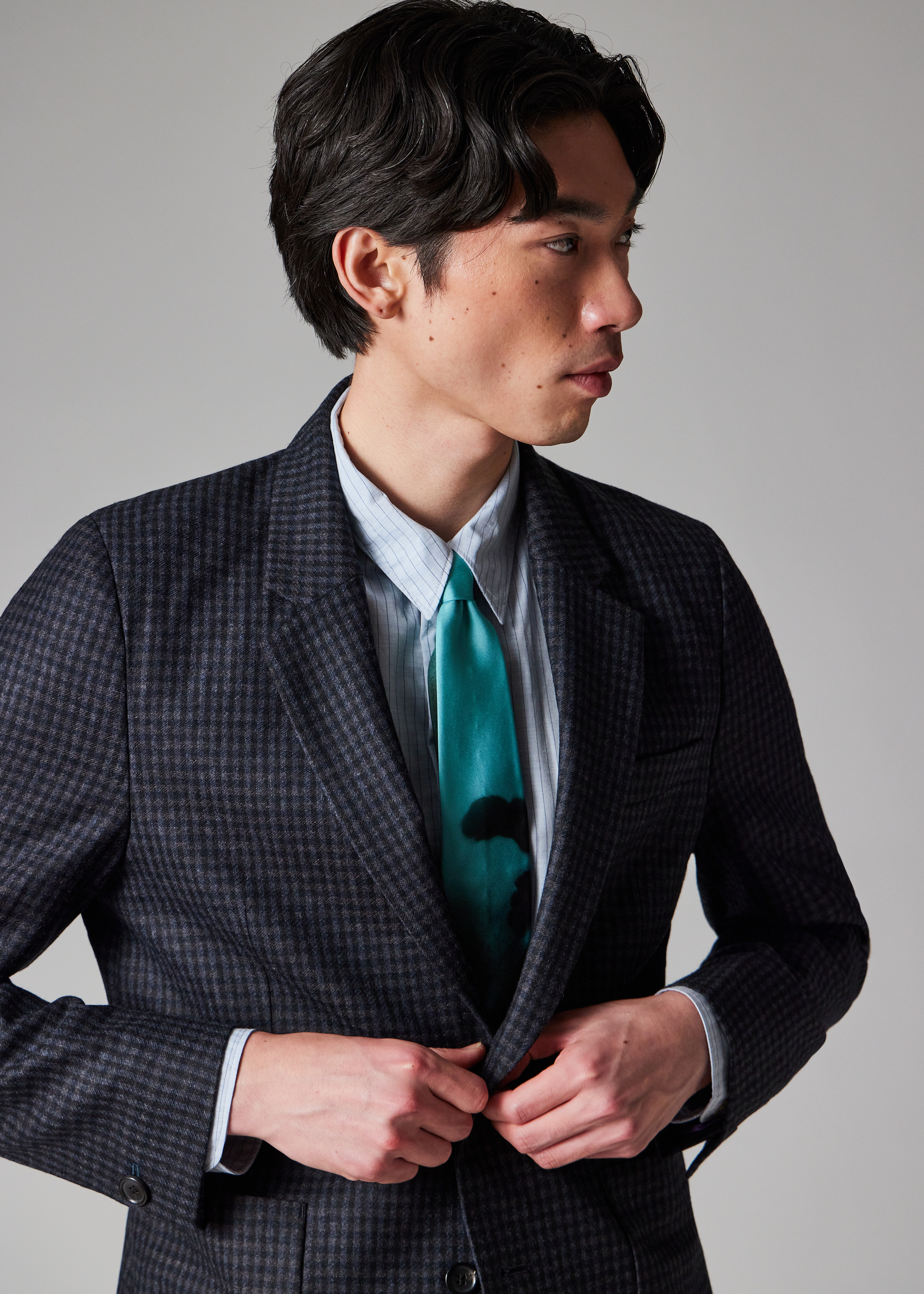 Navy Check Wool Buggy-Lined Suit - 11