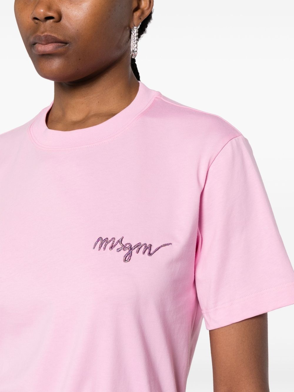 logo-embroidered cotton T-shirt - 5