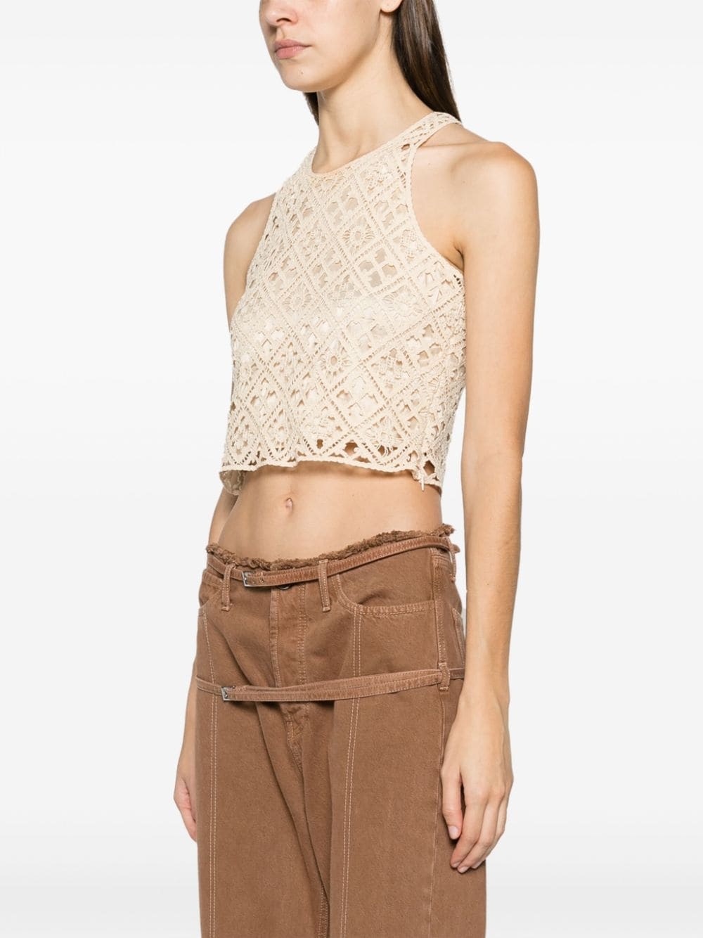 crochet-knit cropped tank ntop - 3