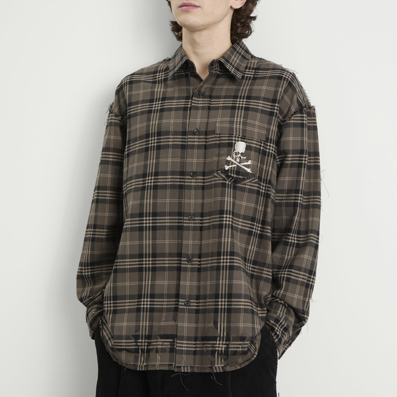 MASTERMIND WORLD MASTERMIND WORLD Reversible Raw Edge Plaid Shirt outlook