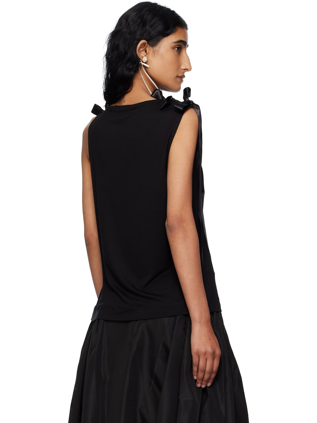 Black Bow Ribbon Tail Tank Top - 3