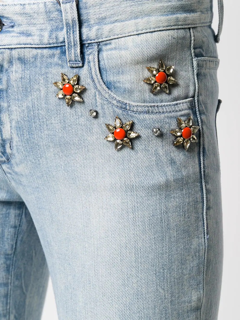 crystal-embellished denim jeans - 5