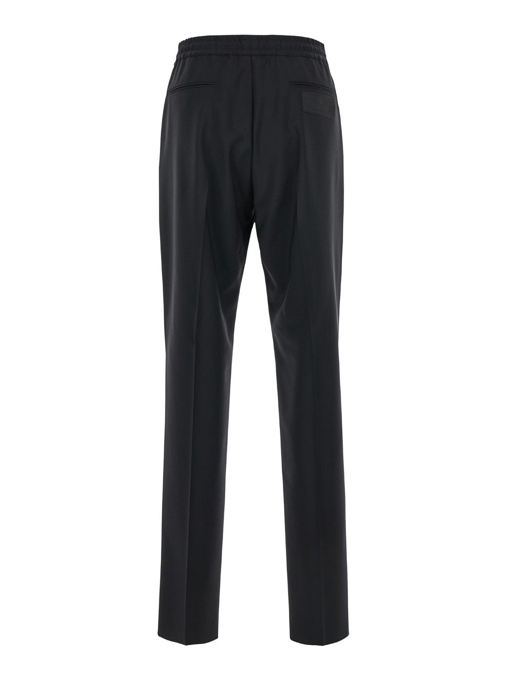 Valentino Men Black Jogger Pants With Logo Patch In Wool Blend Man - 2