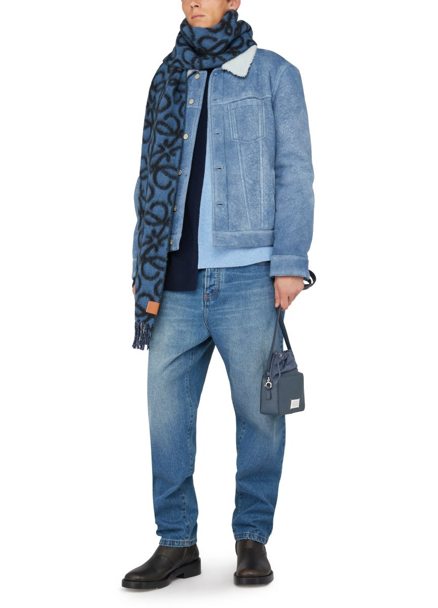 Denim jacket with shearling collar - 6