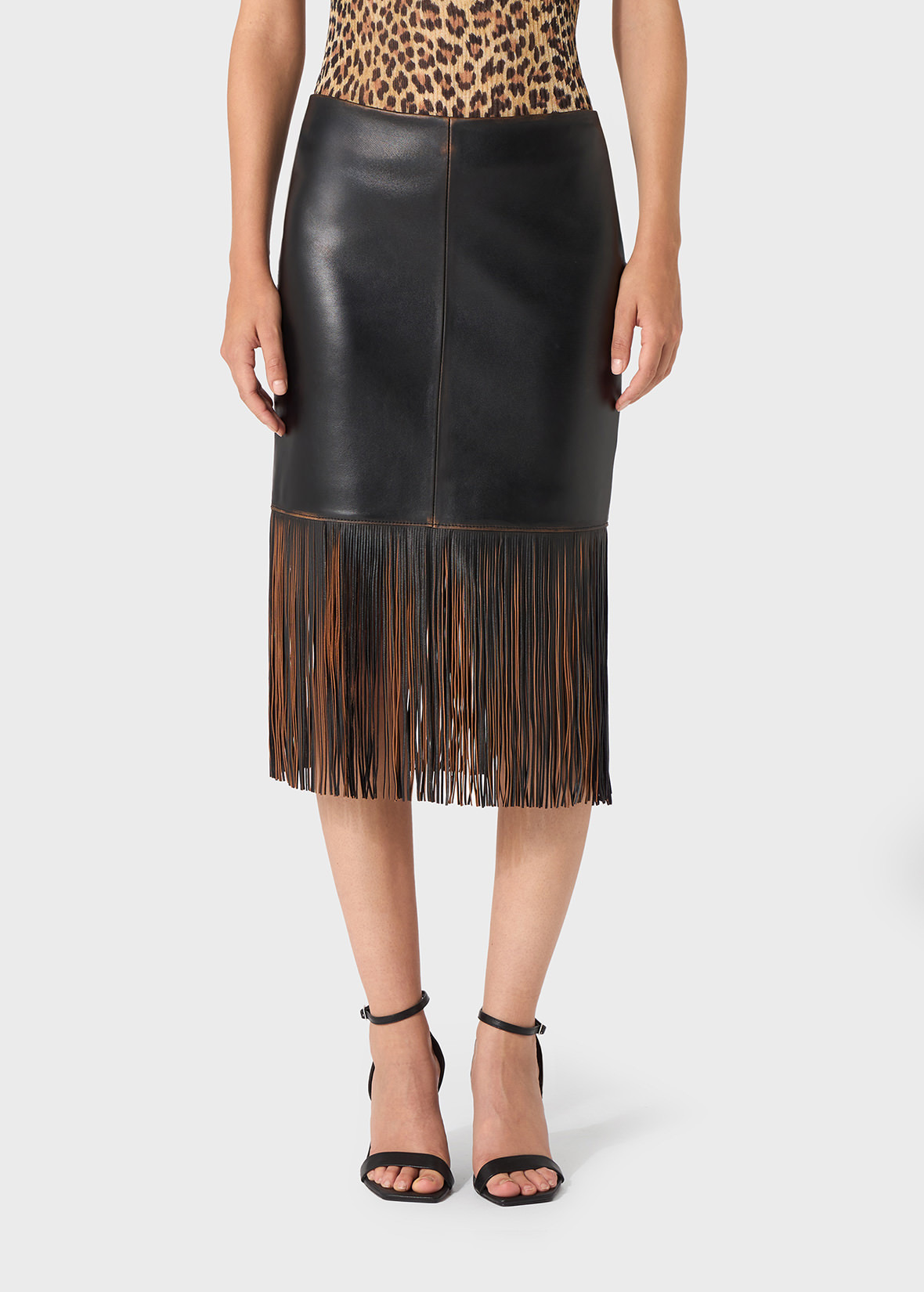 LEATHER SKIRT WITH FRINGES - 3