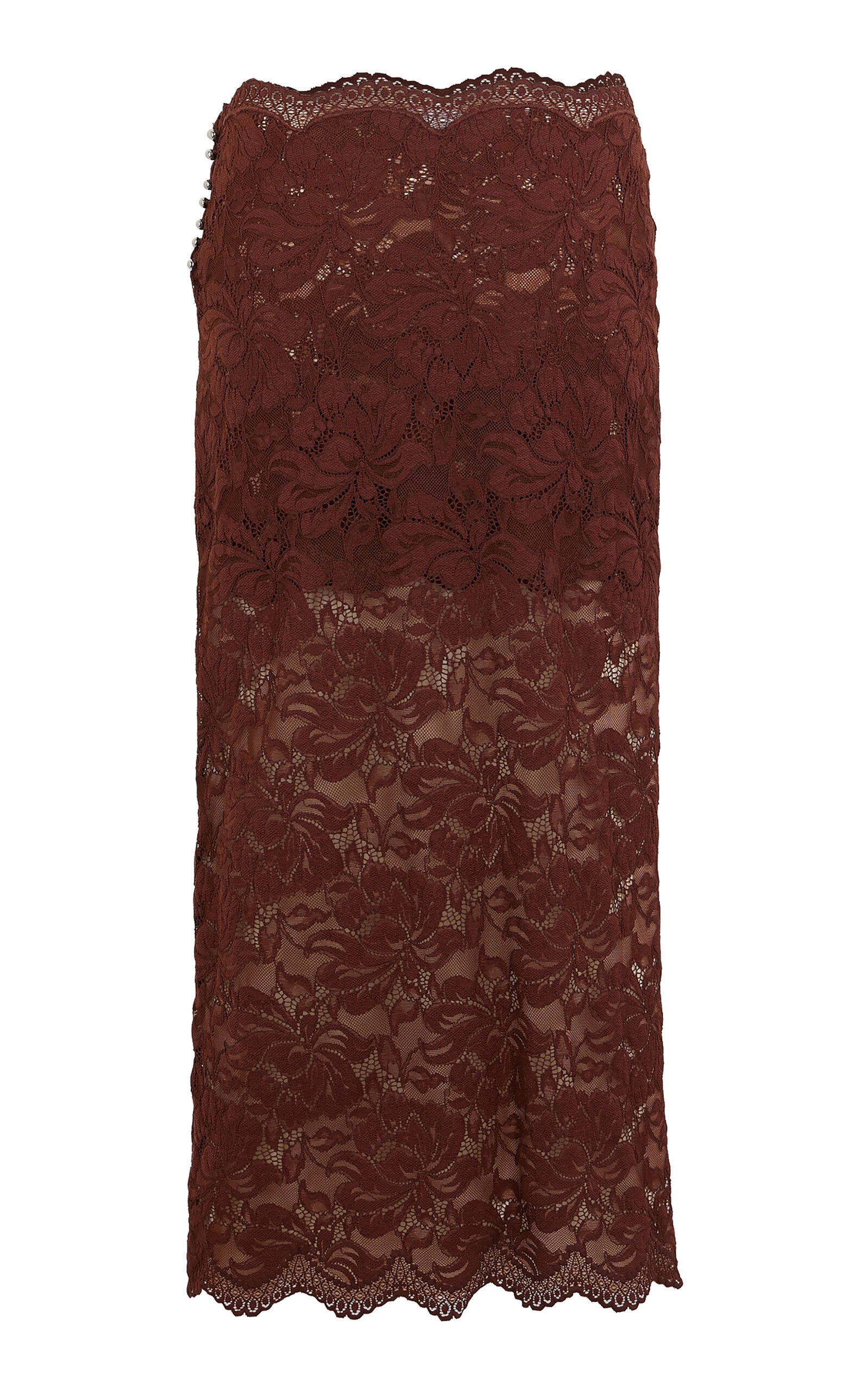 Floral Lace Midi Skirt burgundy - 3