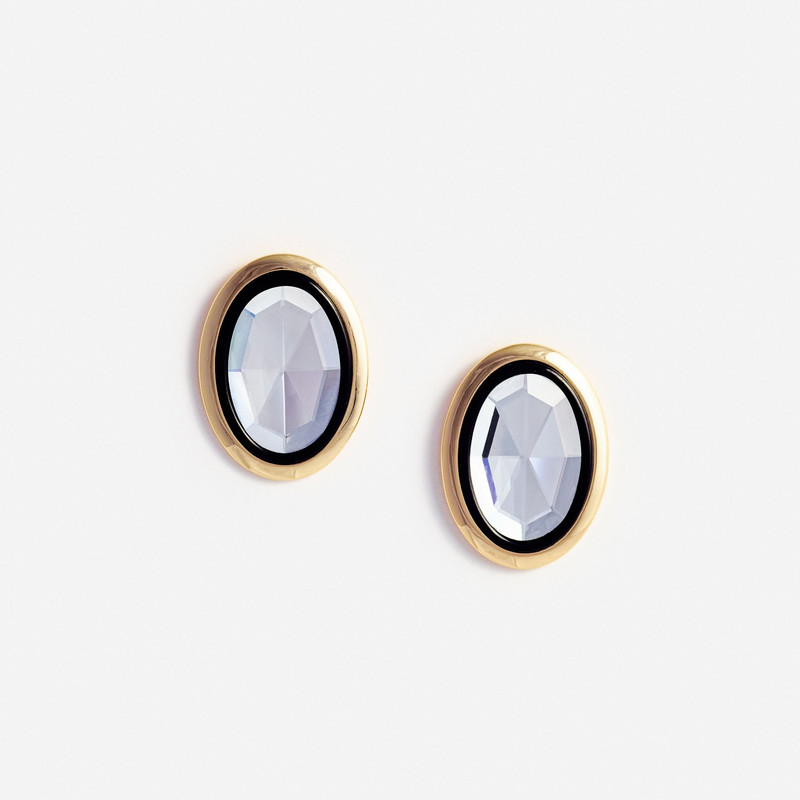 Crystal Oval Earrings - 1
