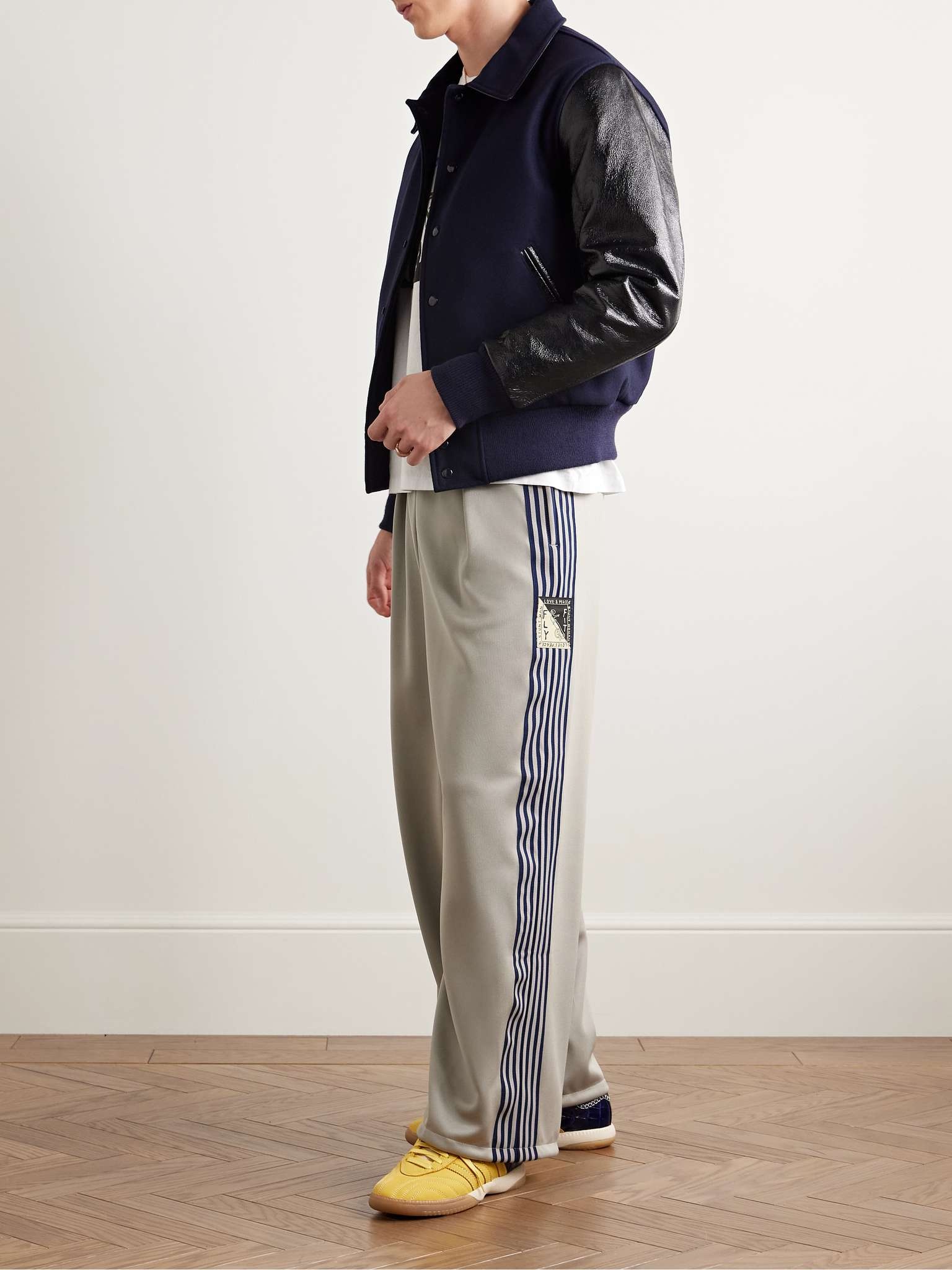 Straight-Leg Pleated Appliquéd Striped Tech-Jersey Track Pants - 2