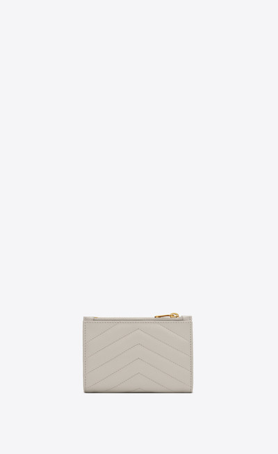 SAINT LAURENT monogram zippered two-part wallet in grain de poudre embossed leather outlook