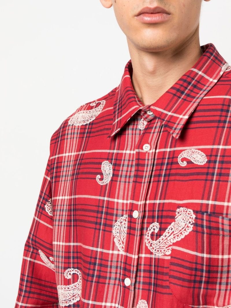 paisley-print flannel shirt - 5