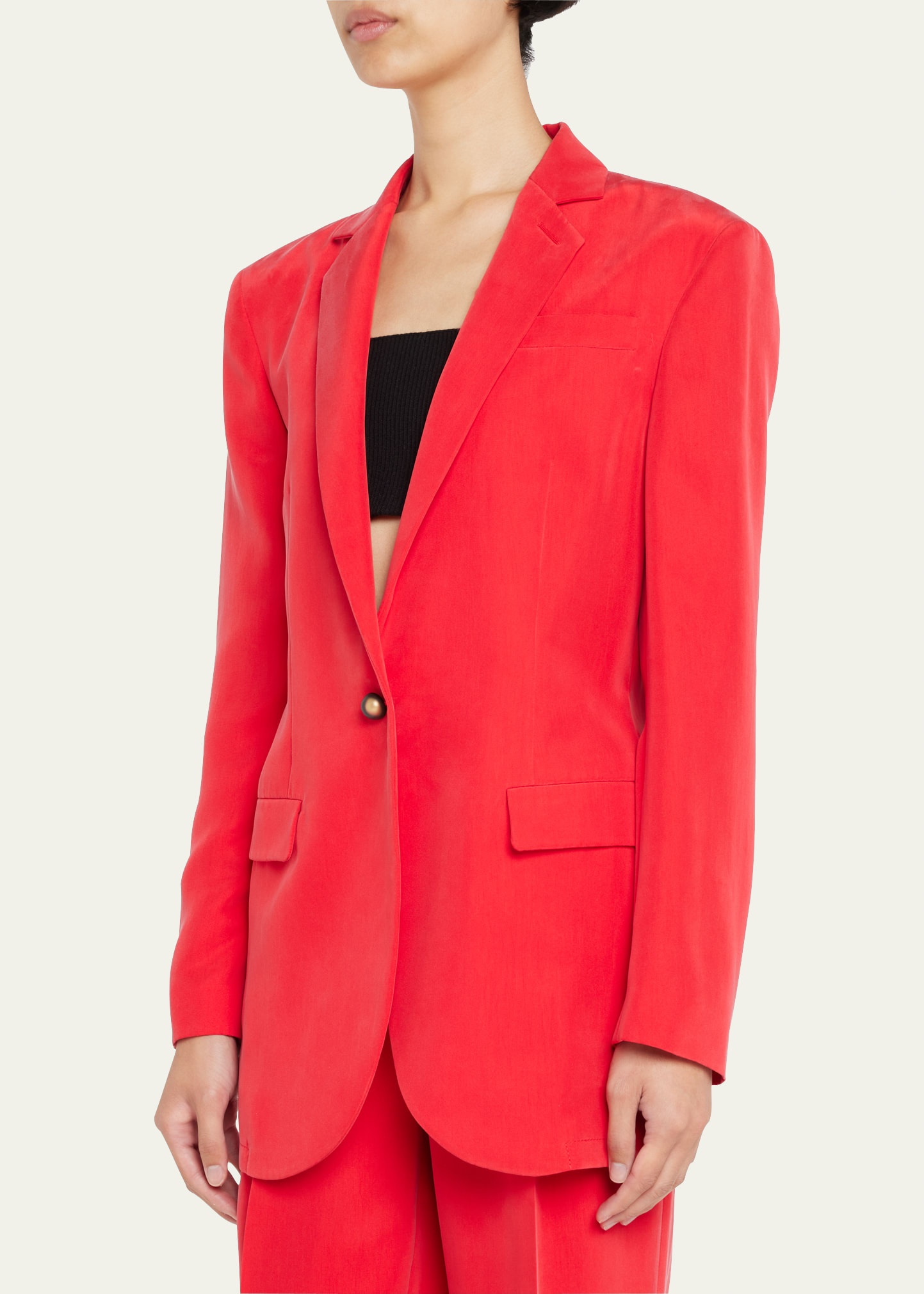 Washed Silk Blazer Jacket - 4